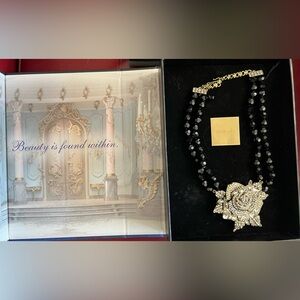 Heidi Daus / Disney 🆕 black & clear Enchanted Beauty Rose necklace